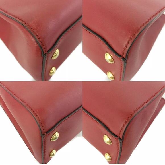 GUCCI Sylvie Sherry Line Leather 2way Hand Bag  Red - Picture 6 of 8